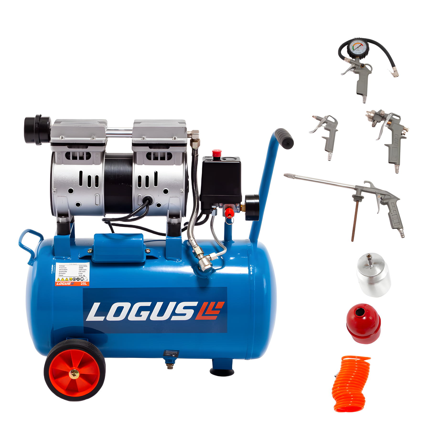 Kit Compresor De Aire 25lt 550w Sin Aceite Silencioso